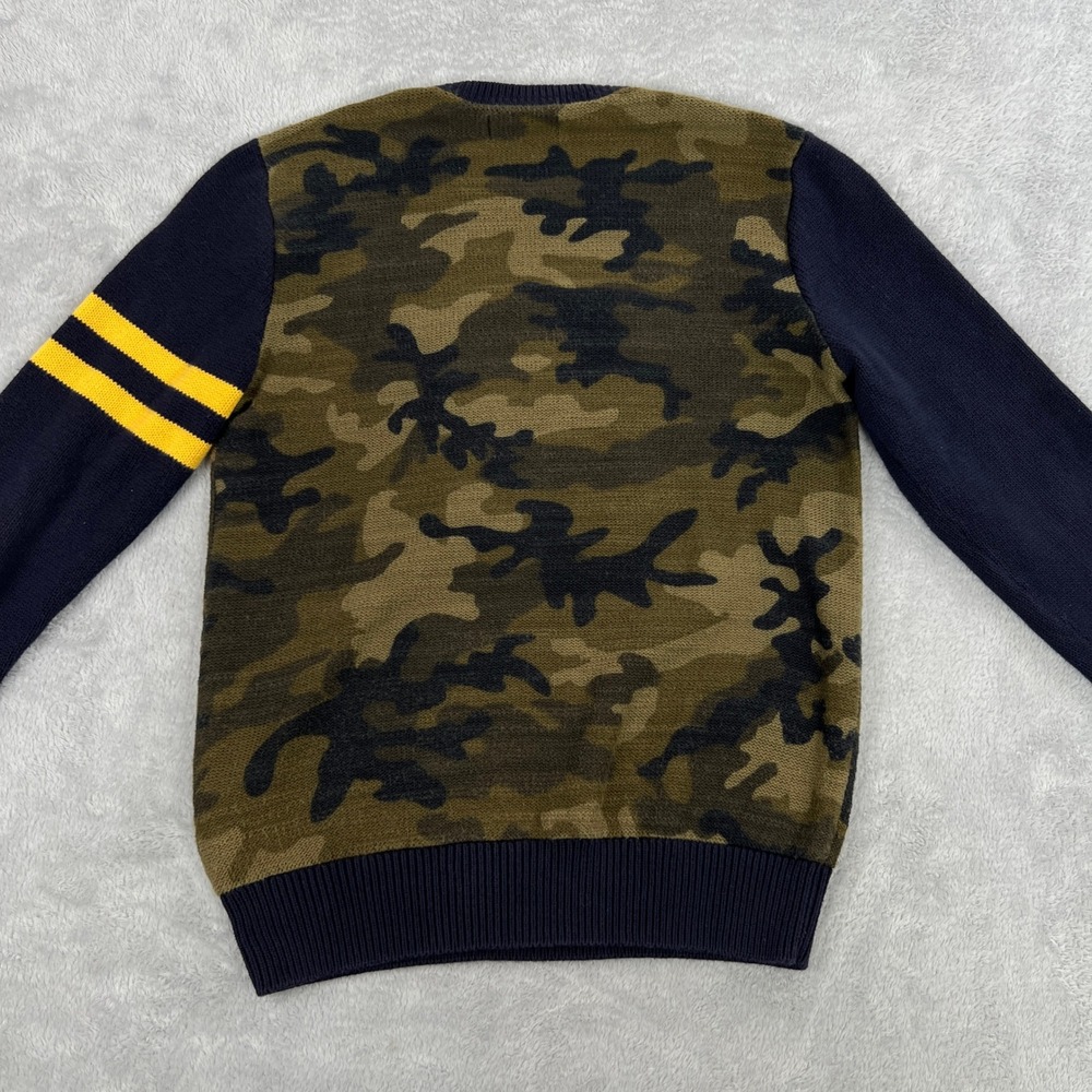 Polo Ralph Lauren Camo Tiger Varsity Sweater Boys L 14-16 Green Crewneck Knit - Picture 7 of 10